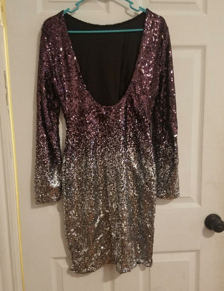 Fashion nova purple and silver shiny dress